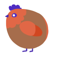 A brown and vermilion chicken with a head pattern