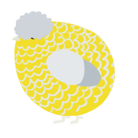 A yellow and mist chicken with a lace pattern