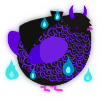 A sable and blurple chicken with a double-lace pattern