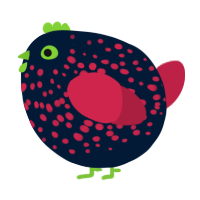 A tumblr and crimson chicken with a speckle pattern