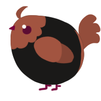 A sable and russet chicken with a head pattern