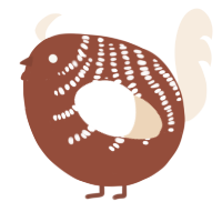 A russet and cream chicken with a half-bar pattern