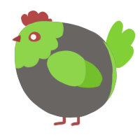 A grey and grass chicken with a head pattern