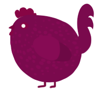 A wine chicken with a speckle pattern