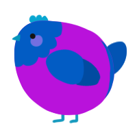 A amethyst and ultramarine chicken with a head pattern