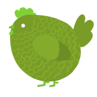 A chartreuse chicken with a lace pattern