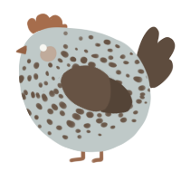 A silver and bark chicken with a speckle pattern