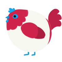 A white and crimson chicken with a head pattern