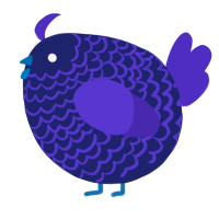 A navy and indigo chicken with a lace pattern