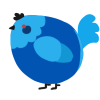 A ultramarine and sky chicken with a head pattern