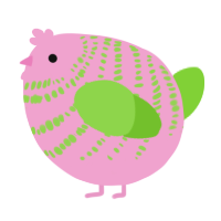 A pink and grass chicken with a bar pattern