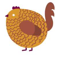 A orange and russet chicken with a lace pattern