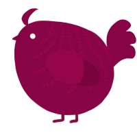 A maroon chicken with a half-bar pattern