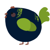 A tumblr and chartreuse chicken with a neck-band pattern