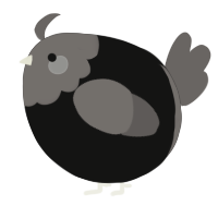 A black and grey chicken with a head pattern