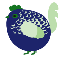 A navy and gluppy chicken with a half-lace pattern