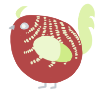 A red and apple chicken with a half-bar pattern