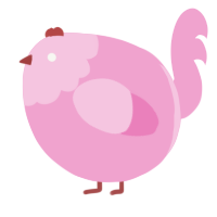 A pink chicken with a head pattern