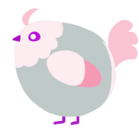 A silver and rose chicken with a head pattern