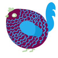 A wine and sky chicken with a lace pattern