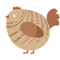 A beige and brown chicken with a bar pattern
