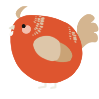 A vermilion and beige chicken with a neck-band pattern