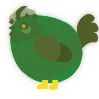 A viridian and olive chicken with a double-lace pattern