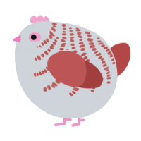 A mist and red chicken with a half-bar pattern
