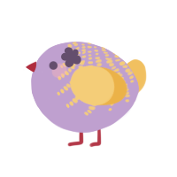 A lilac and honey chicken with a half-bar pattern