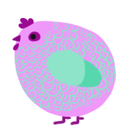 A lavender and mint chicken with a double-lace pattern