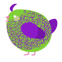 A grass and violet chicken with a double-lace pattern