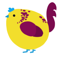 A yellow and wine chicken with a neck-speckle pattern