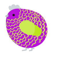 A amethyst and lime chicken with a lace pattern