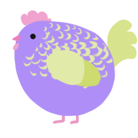 A lilac and lemon chicken with a half-lace pattern