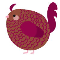 A russet and maroon chicken with a lace pattern