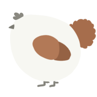 A white and brown chicken