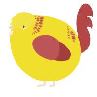 A yellow and red chicken with a neck-band pattern