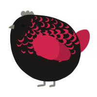 A sable and crimson chicken with a half-lace pattern
