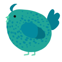 A turquoise and sea chicken with a speckle pattern