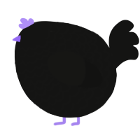 A black chicken with a lace pattern