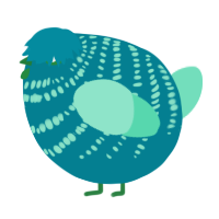 A sea and mint chicken with a bar pattern
