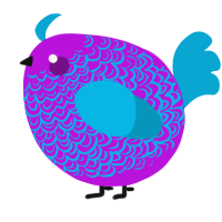 A amethyst and cerulean chicken with a double-lace pattern