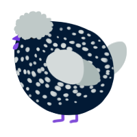 A tumblr and silver chicken with a speckle pattern