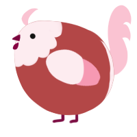 A red and rose chicken with a head pattern