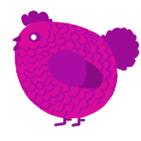 A fuchsia and plum chicken with a lace pattern