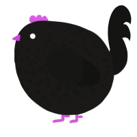 A sable and black chicken with a speckle pattern