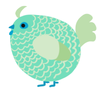 A mint and gluppy chicken with a lace pattern