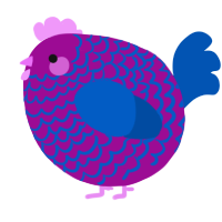 A plum and ultramarine chicken with a lace pattern