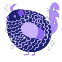A navy and lilac chicken with a lace pattern