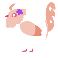 A pink and vermilion chicken with a head pattern